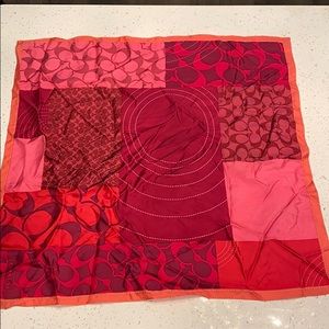 Coach red and pink signature silk scarf